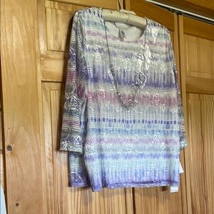Alfred Dunner Purple and Blue Sequin Embellished Tunic